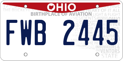 OH license plate FWB2445