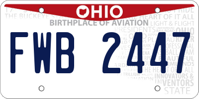 OH license plate FWB2447