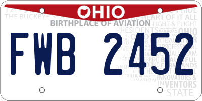 OH license plate FWB2452