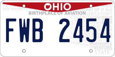 OH license plate FWB2454