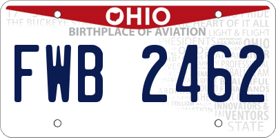 OH license plate FWB2462