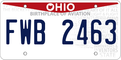 OH license plate FWB2463