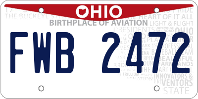 OH license plate FWB2472