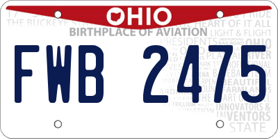 OH license plate FWB2475