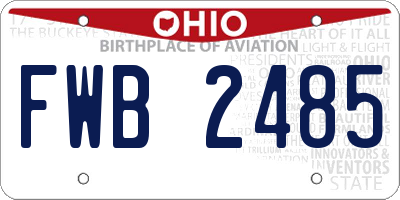 OH license plate FWB2485