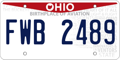 OH license plate FWB2489