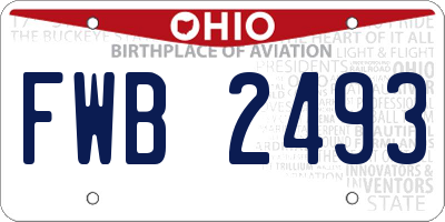 OH license plate FWB2493