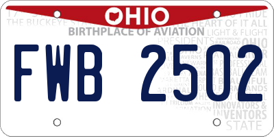 OH license plate FWB2502