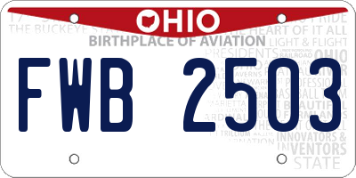 OH license plate FWB2503