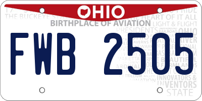 OH license plate FWB2505