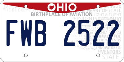 OH license plate FWB2522