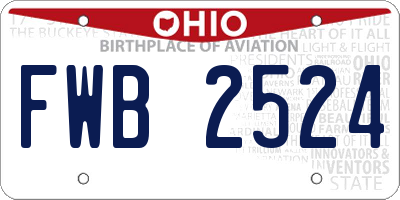 OH license plate FWB2524