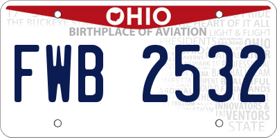 OH license plate FWB2532