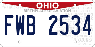 OH license plate FWB2534