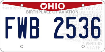 OH license plate FWB2536