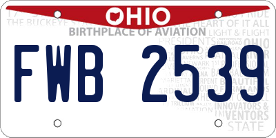 OH license plate FWB2539