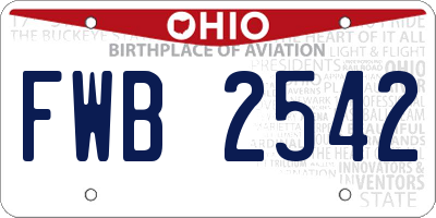 OH license plate FWB2542