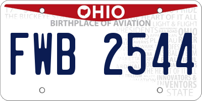OH license plate FWB2544
