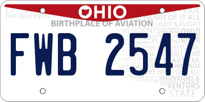 OH license plate FWB2547