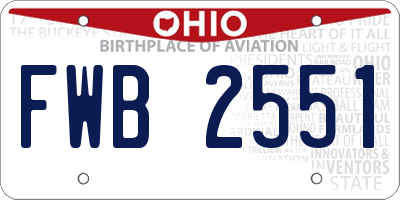 OH license plate FWB2551