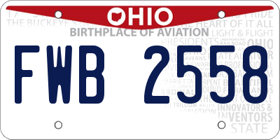 OH license plate FWB2558