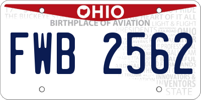 OH license plate FWB2562