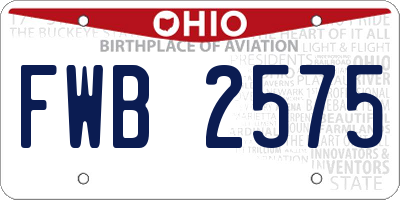 OH license plate FWB2575