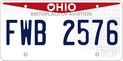 OH license plate FWB2576