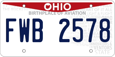 OH license plate FWB2578