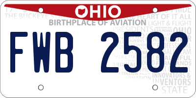 OH license plate FWB2582