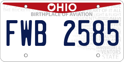 OH license plate FWB2585