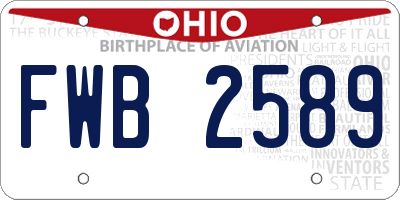 OH license plate FWB2589