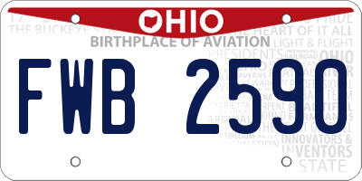 OH license plate FWB2590