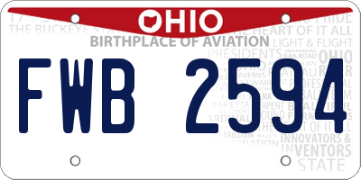 OH license plate FWB2594