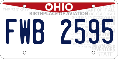 OH license plate FWB2595