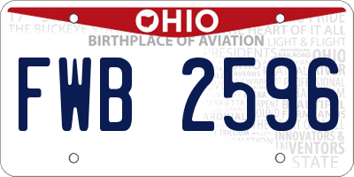 OH license plate FWB2596