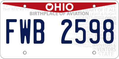 OH license plate FWB2598