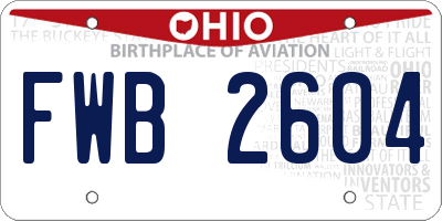 OH license plate FWB2604