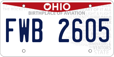 OH license plate FWB2605