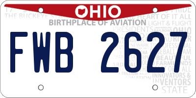 OH license plate FWB2627