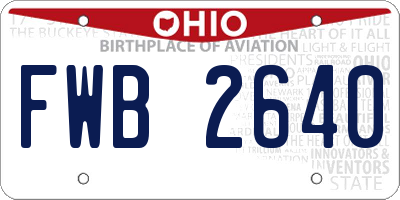 OH license plate FWB2640