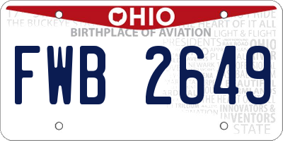 OH license plate FWB2649