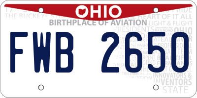 OH license plate FWB2650