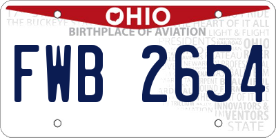 OH license plate FWB2654