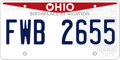 OH license plate FWB2655