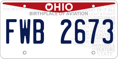 OH license plate FWB2673