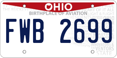 OH license plate FWB2699