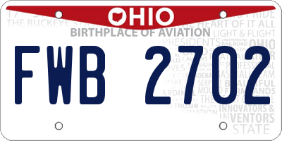 OH license plate FWB2702