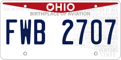 OH license plate FWB2707