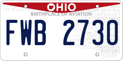 OH license plate FWB2730